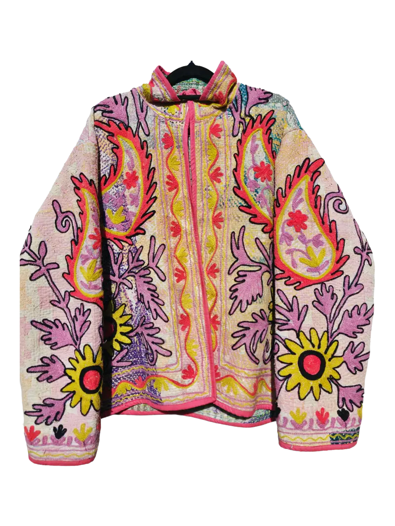 Afsana Gul traditional floral embroidered jacket